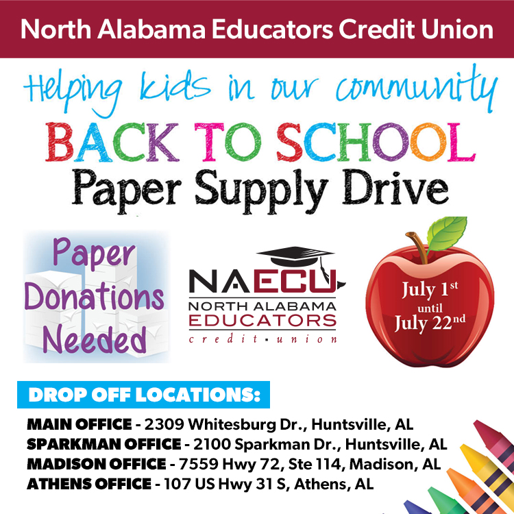 Back to School Paper Supply Drive: July 1-22